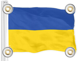 G128 Ukraine Flag 3x5 Ft Printed 150D Poly, 4 Corner Grommets