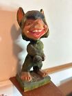 New ListingVintage Hand-Carved Henning Laughing Wolf Boy Troll Gnome Wood Figurine NORWAY
