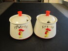 Mid-Century Holt Howard Rooster Chicken Decorated Mustard & Ketchup Containers