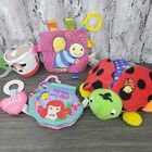 Baby Girls Sensory Fabric Toy Lot Crinkle, Books, Chime, Teether, Rings 5 Pc Lot