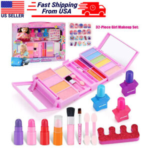 32 Pcs Real Kids Makeup Kit for Girls, Washable Pretend Play Makeup Toy Set USA