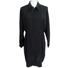 COS Black Size 14 Gathered Shirred Button Down Shirt Tunic Dress Dolman Sleeves