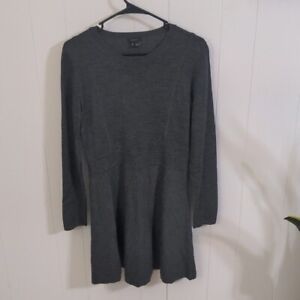 Theory Wool Sweater Dress Long Sleeve Charcoal Women's L