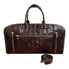 Crocodile alligator belly leather brown duffle bag, Travel Luggage bag,Sport bag