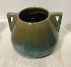 Antique Fulper Pottery Arts & Crafts Double Handle Vase Blue Brown - Really Nice