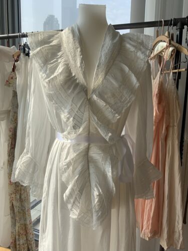 1919 Ruffled Nightgown - Edwardian Nightgown Cotton Lace White XXL