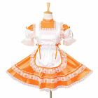 Sissy Maid Orange Satin Locking Dress Cosplay Costume dressers tailor-maid/