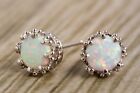 18K White Gold Plated Crown Opal Earrings Peermont Jewelry