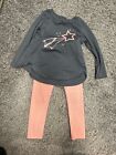 Cat & Jack 4T Gray Long Sleeve Activewear With Coral Peach Leggings