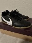Nike Black Leather Tiempo Indoor Soccer Shoes Size 10