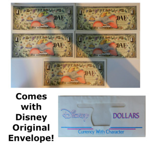 2005 DISNEY DUMBO DOLLAR LOT $1 50th ANNIVERSARY D SERIES UNC SEQUENTIAL 381-385