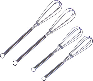 4 Mini Wire Kitchen Whisks Set Two 5 Inch + Two 7 Inch Small Mixing Tools