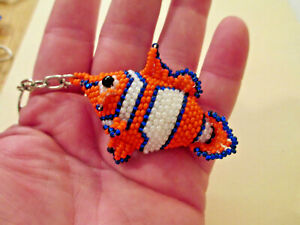 Clown Fish Key Chain New Sead Bead Handmade Guatemala Zipper Pull Charm Elmo #3