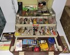 Large Mixed Lot of Fishing Lures in Vintage plano Tackle box Miscellaneous
