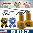 Premium 2PCS Yellow 500mL Metal High Pressure Pump Oiler Oil Can For Lubricants