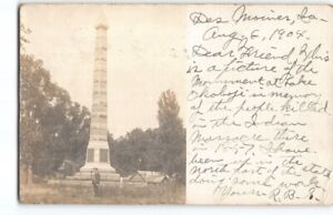 Monument to Indian Massacre Spirit Lake Okoboji Iowa~1904 RPPC Postcard IA-P3