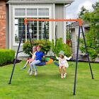 Heavy Duty Metal Saucer Swing with Stand 2 Seat Outdoor Swing Sets for Kids