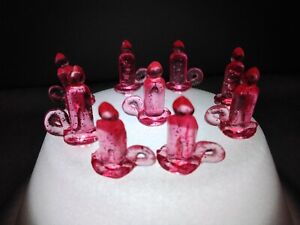 30 Vintage Large Pink Glitter Loop Handle Candles for Ceramic Christmas Trees