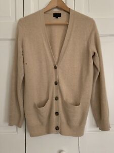 J Crew Collection XS 100% Cashmere beige cardigan sweater Italian  yarn