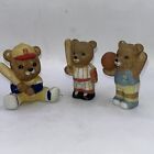 Set of 3 Vintage Homco Bear Sports Figurines 1408 1417 Baseball Basketball