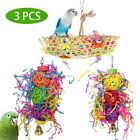 3Pcs Parrot Bird Parakeet Cockatiel Budgie Supplies Wood Paper Wiredrawing Toys