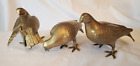 Vintage Antique Cast Bronze Brass Pigeons Doves Set of 3 - RARE