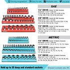 SHALL Magnetic Socket Organizer 6 pcs 1/2 3/8 1/4-inch Drive SAE and Metric