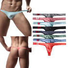 4 Pack Men's Sexy Briefs Thongs Solid Smooth Underwear High Cut G-String Panties