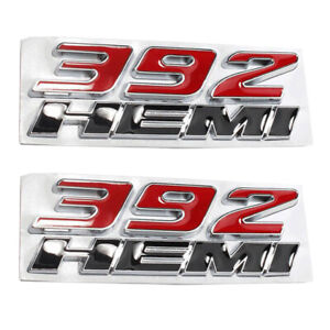 2Pcs 392 HEMI Emblem Logo Challenger Durango Charger Red Black Decal Metal
