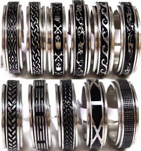 36pcs Wholesale Mix Lot Oil Filled Mullti-styles Spinner Stainless Steel Rings