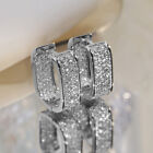 925 Silver Hoop Earrings Cubic Zircon Fashion Wedding Jewelry Women Gifts A Pair