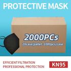 2000 Pcs Black Disposable KN95 Face Mask 5 Layer Protective Respirator