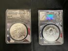 2021 SILVER EAGLES Pair TYPE I and TYPE II ANACS MS70 First Strike Coin