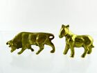 Lot of 2 Brass Animal Figurines Cow and Horse or Donkey 217.8 Grams Weight