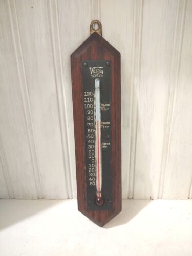 Troy NY Wood Thermometer Farenheit Wooden Antique