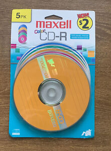 MAXELL CD-R Color 5-Pack 80 Min 700MB Each Disc Backup Data Music Photos Vintage