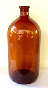 Large Vintage Amber Glass Bottle / Jug 13