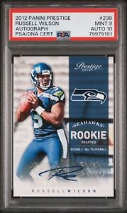 2012 Russell Wilson Auto Panini Prestige RC Rookie /499 PSA 9/10 DNA Certified