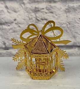 1988 Danbury Mint 23 KT Gold Plated Ornament Bird Cage 3D *MINT*