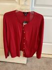 NWT NEW Chaps Red Cropped Lightweight Summer Cardigan Sweater Large XL