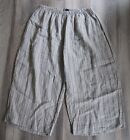 Fenini Womens Linen Crop Pants | 3X | Tan/Stripe  | Linen | Pull On, NWOT