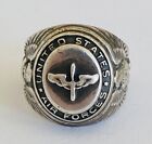 VINTAGE WWII UNITED STATES AIR FORCE STERLING SILVER WAR RING SIZE 9