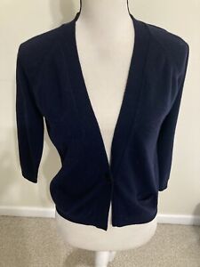 Vince ladies sweater XS navy cashmere one button cropped  Front pockets