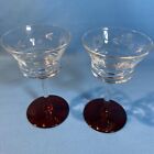 Vintage Hand Blown Crystal Port Cordial Glass Ruby Red Foot Floral Cuts -  2