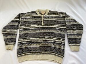 Vintage Woolrich Rugged Outdoorwear Mens Large Pattern Sweater Heavy Made In USA