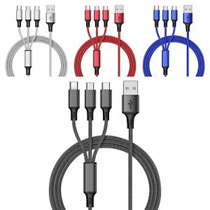 3in1 Fast USB Charging Cable Universal Multi Function Cell Phone Charger Cord