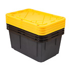 27 Gallon Heavy Duty Stackable Storage Bin Container Plastic Tote, 4-Pack