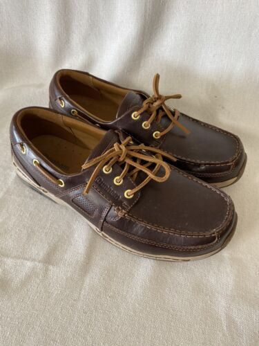 Dunham Boat Shoes Men's 11 2E Brown Leather Loafers 3 Eyelet Loafer Comfort