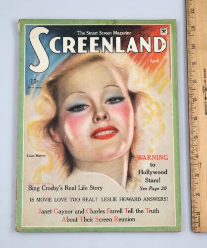 New ListingVintage April 1934 Screenland Magazine Lillian Harvey Bing Crosby Jean Harlow