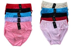 Lot Of 5 Women High Waist Poly Briefs Highcut Underwear Panties Plus Size